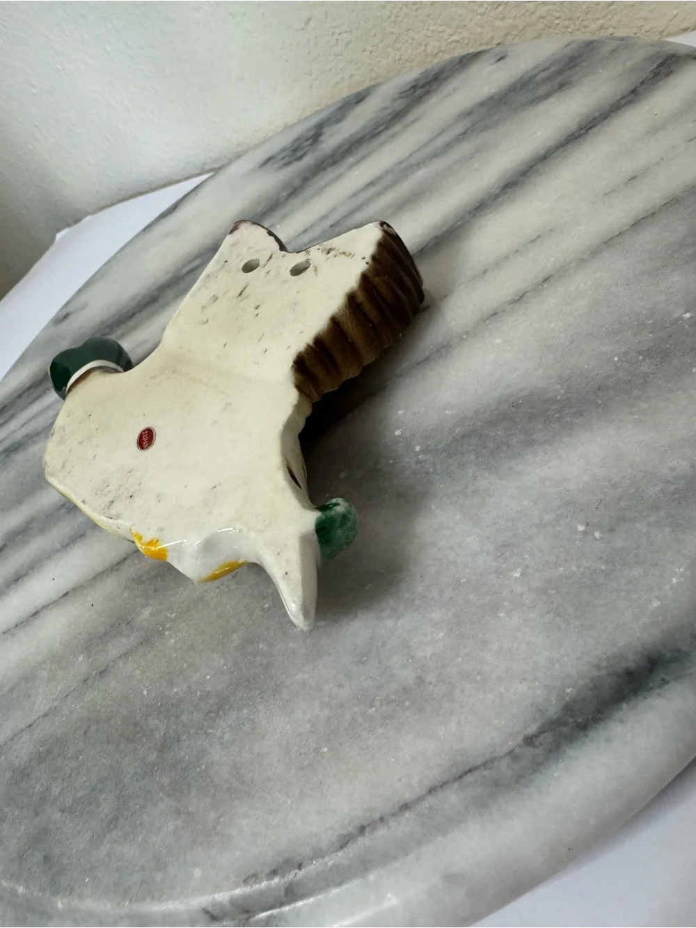 Vintage Hand-Painted Flying Mallard Wall Pocket Decor - Green/Brown